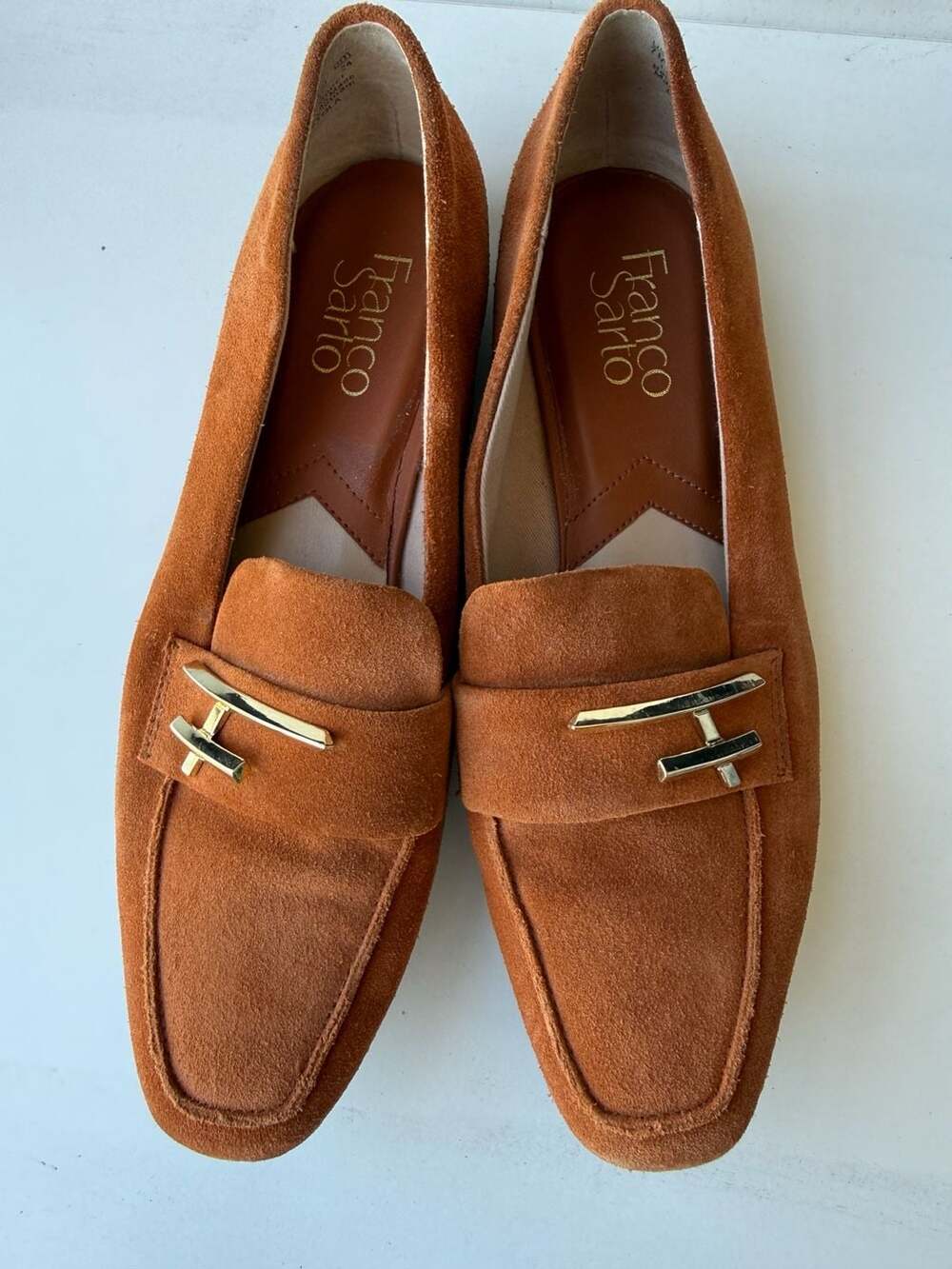 Franco Sarto Petola Suede Loafers with Gold-Tone Hardware